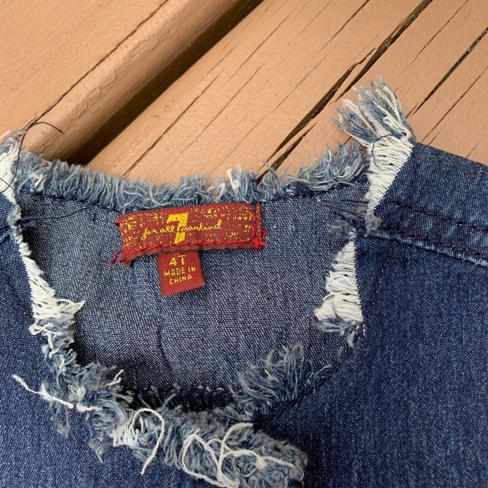 7 For all man kind kids denim vest, size 4t